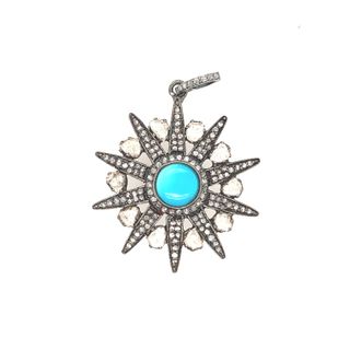 Star Diamond and Turquoise Pendant