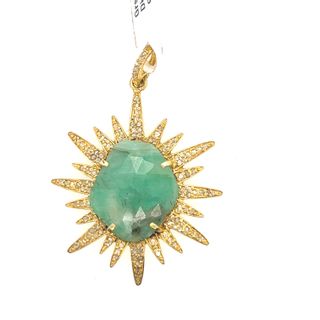 Gemstone Diamond Flower Pendant