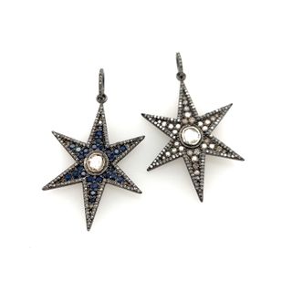 Star Design Diamond and Polki or Blue Sapphire Pendant