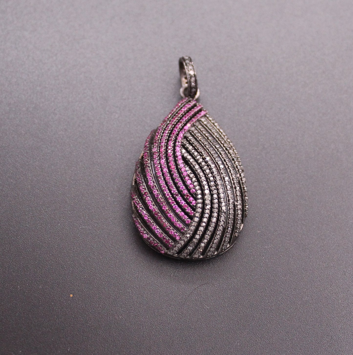 Drop Design Diamond and Ruby Pendant
