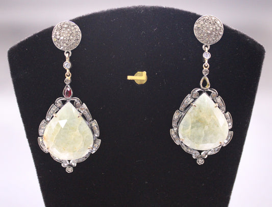Silver Diamond and Gemstone Earring