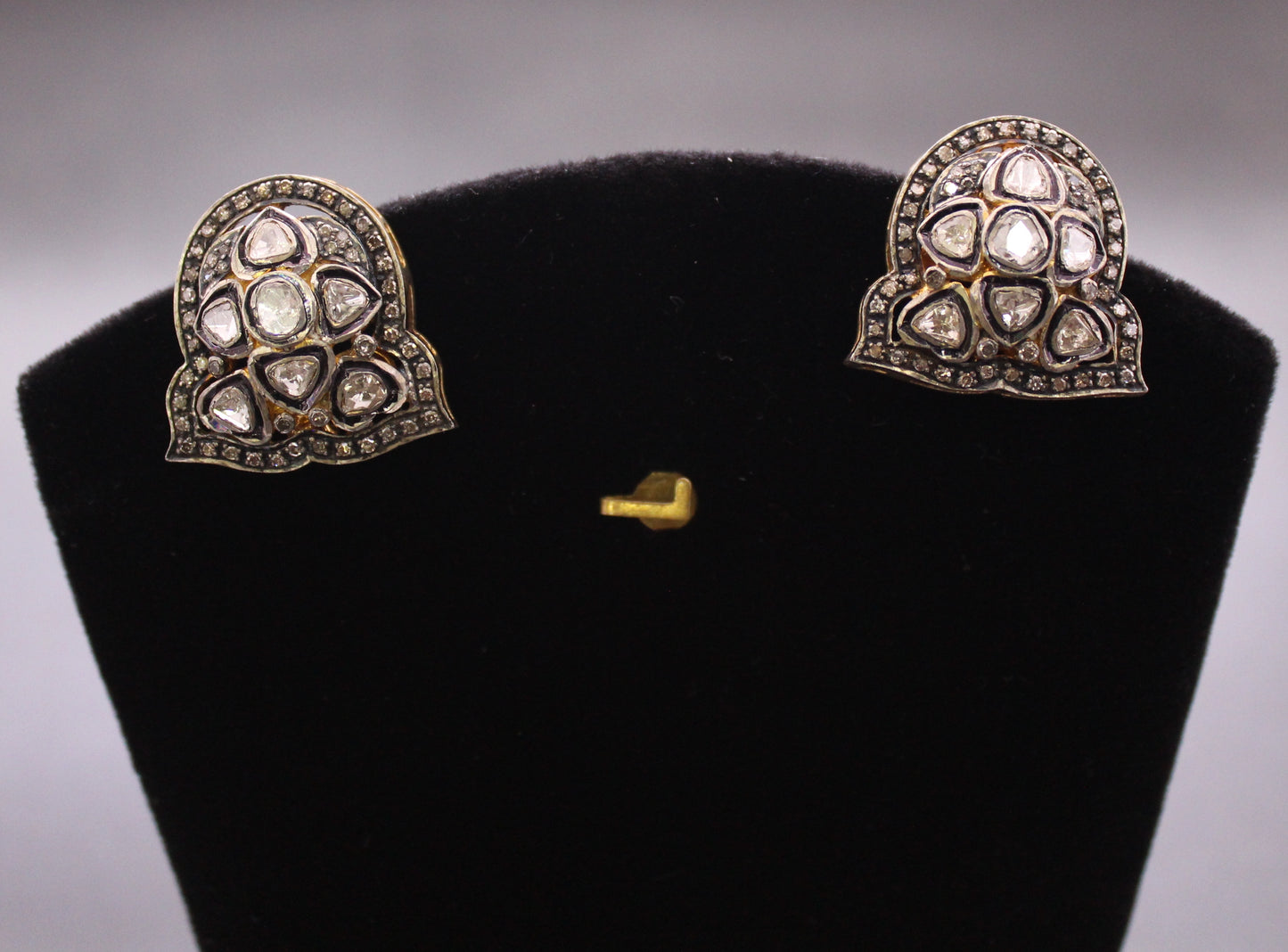 Gold  & Silver Diamond and Polki Earring