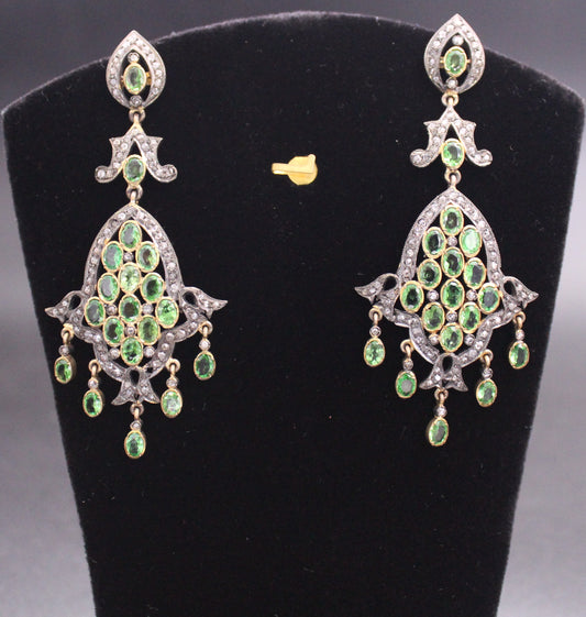 Gold & Silver Diamond and Peridot Earring