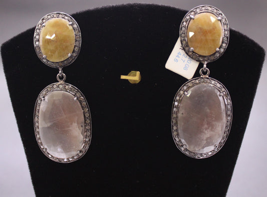 Silver Diamond and Gemstone Earring