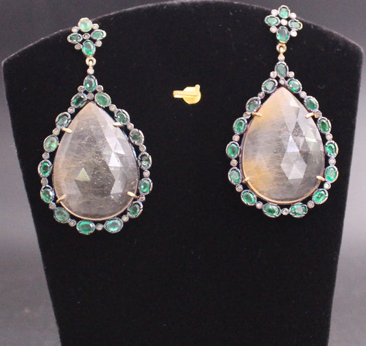 Gold & Silver Diamond and Gemstone Earring