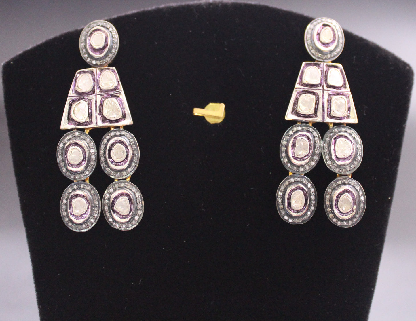 Silver Diamond and Polki Earring