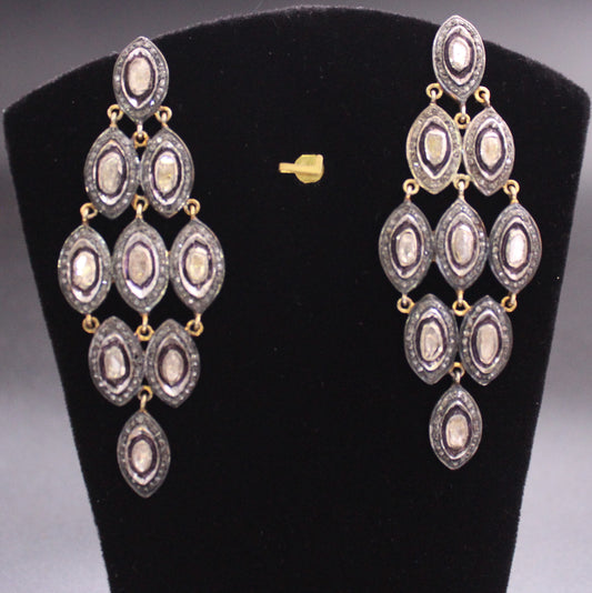 Silver Diamond and Polki Earring