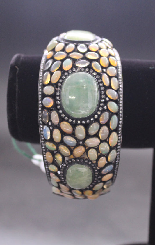 Silver Diamond and Gemstone Bracelet