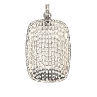 Silver Diamond Dog Tag Pendant