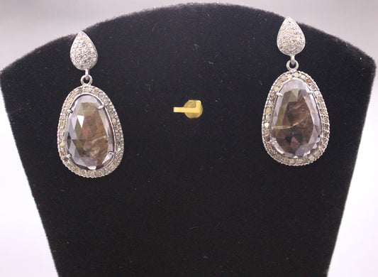 Silver Diamond and Gemstone Earring