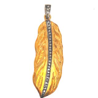 Leave Design Diamond with Stone Pendant