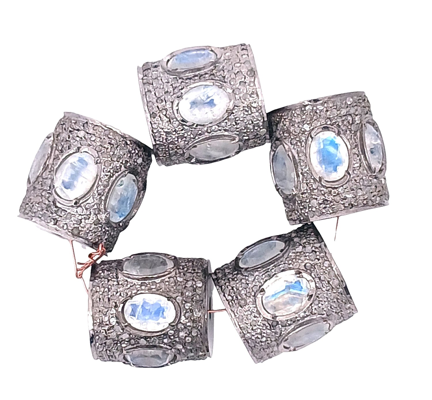 Silver Diamond and Gemstone Colour Stone Beads