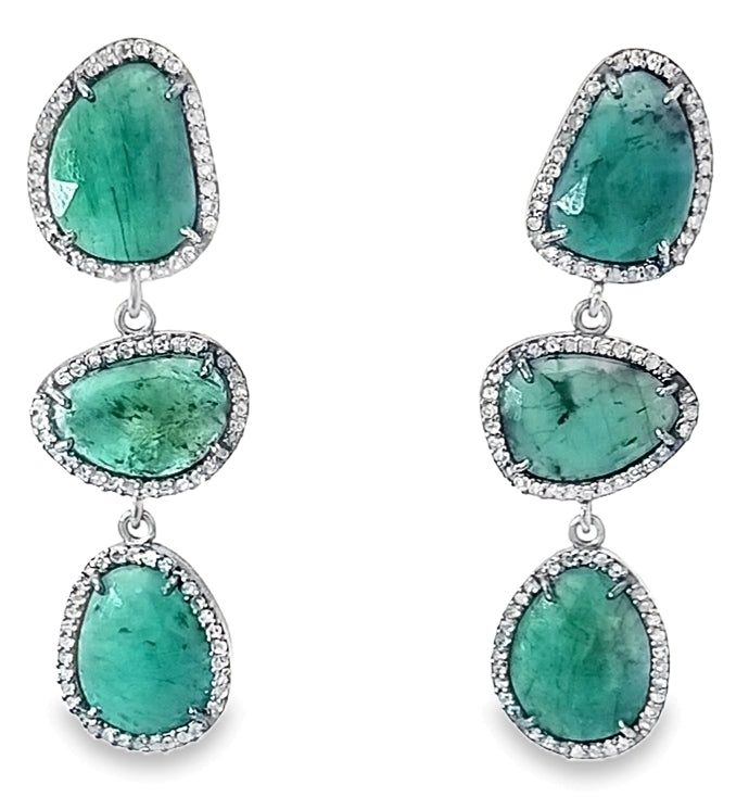 Silver Diamond and Gemstone Earrings
