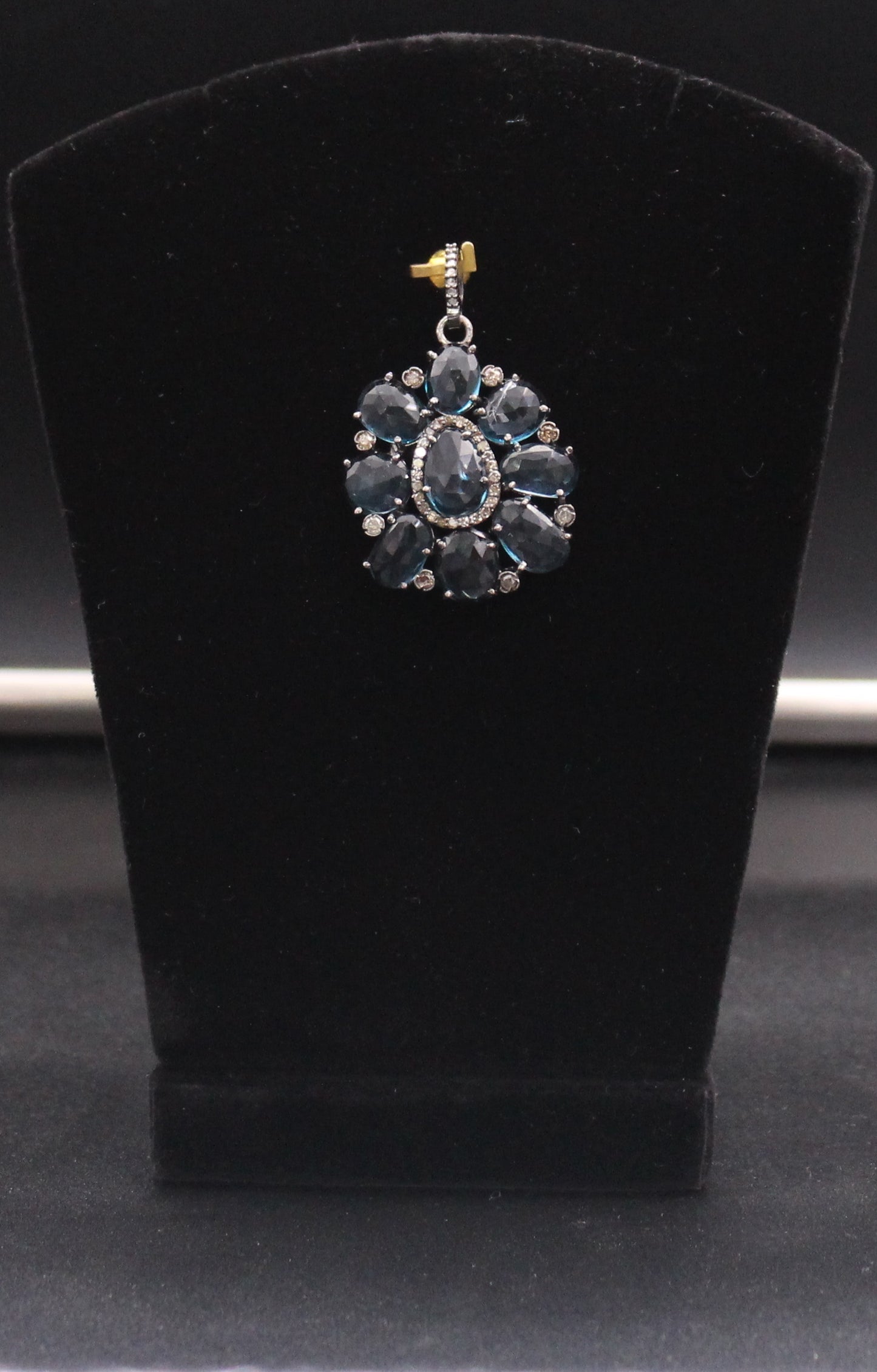 Flower Diamond With Gemstones Pendant