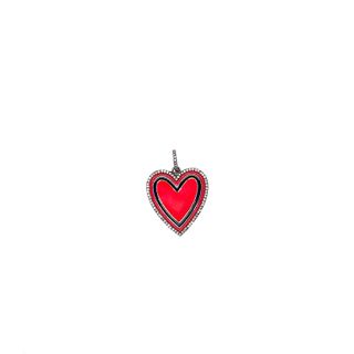 Heart Design Diamond and Meena Pendant