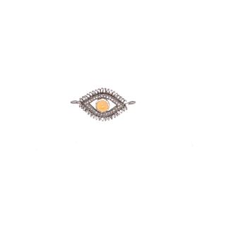 Evil Eye Diamond or Gemstone Pendant with Two Links