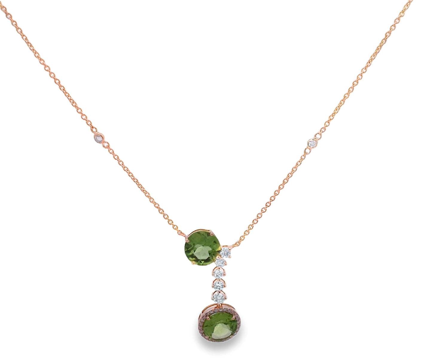 14kt Gold Diamond and Peridot Necklace