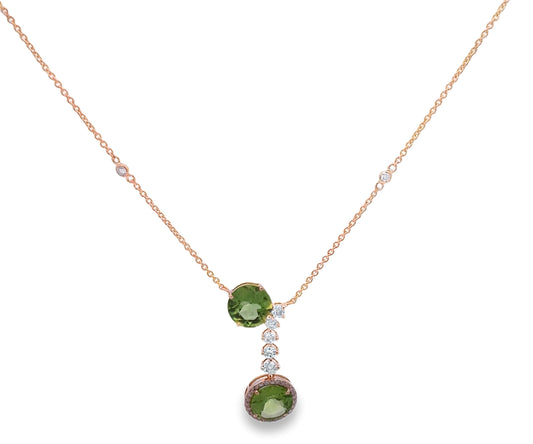 14kt Gold Diamond and Peridot Necklace