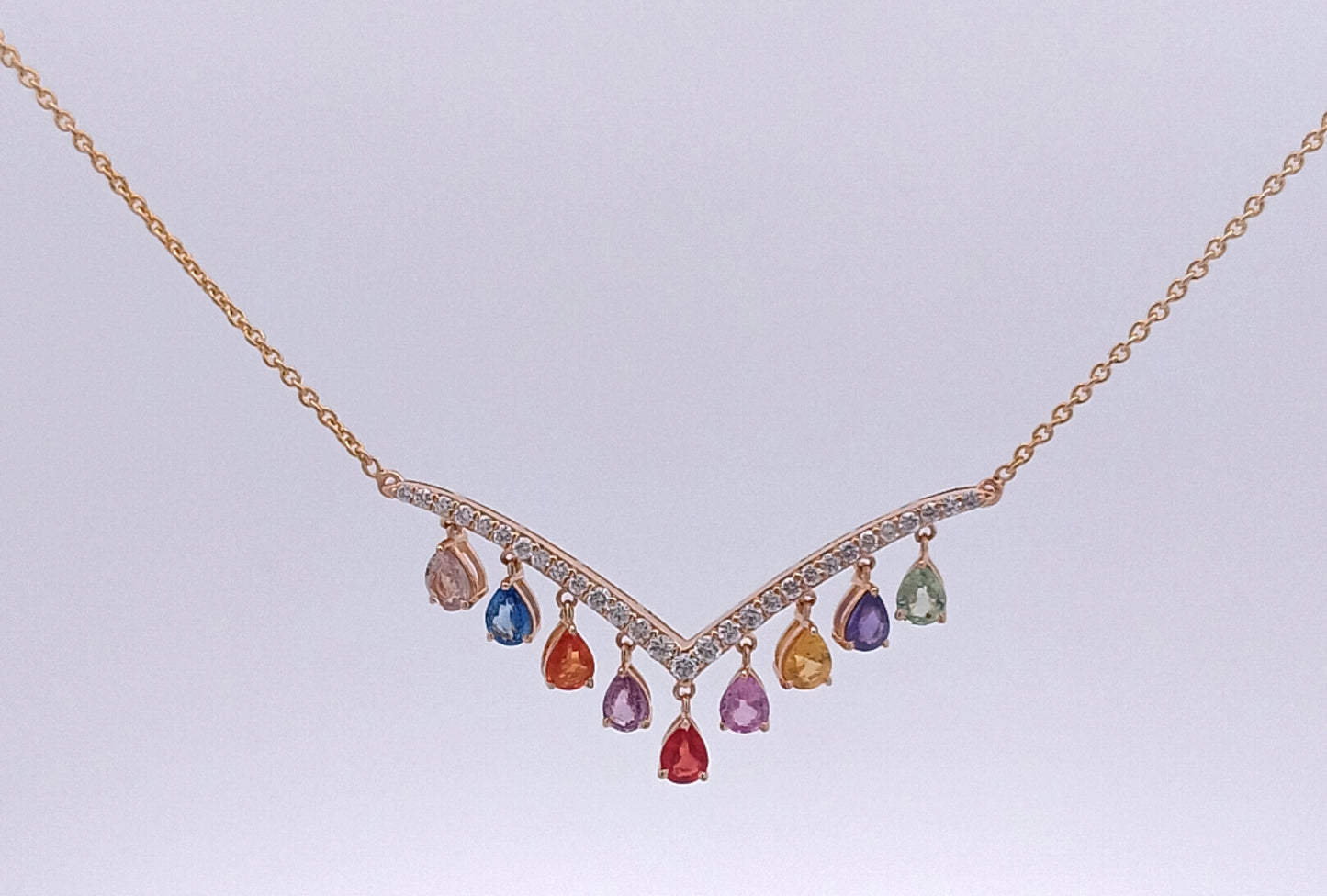 14kt Gold Diamond and Multi Sapphire Necklace
