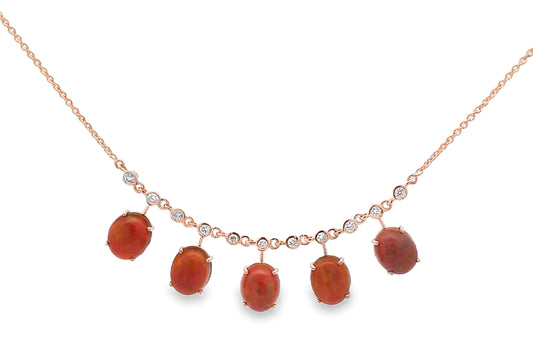 14kt Gold Diamond and Opal Necklace