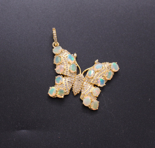 Butterfly Diamond and Gemstone Pendant