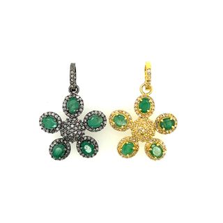 Flower Design Diamond and Gemstone Pendant