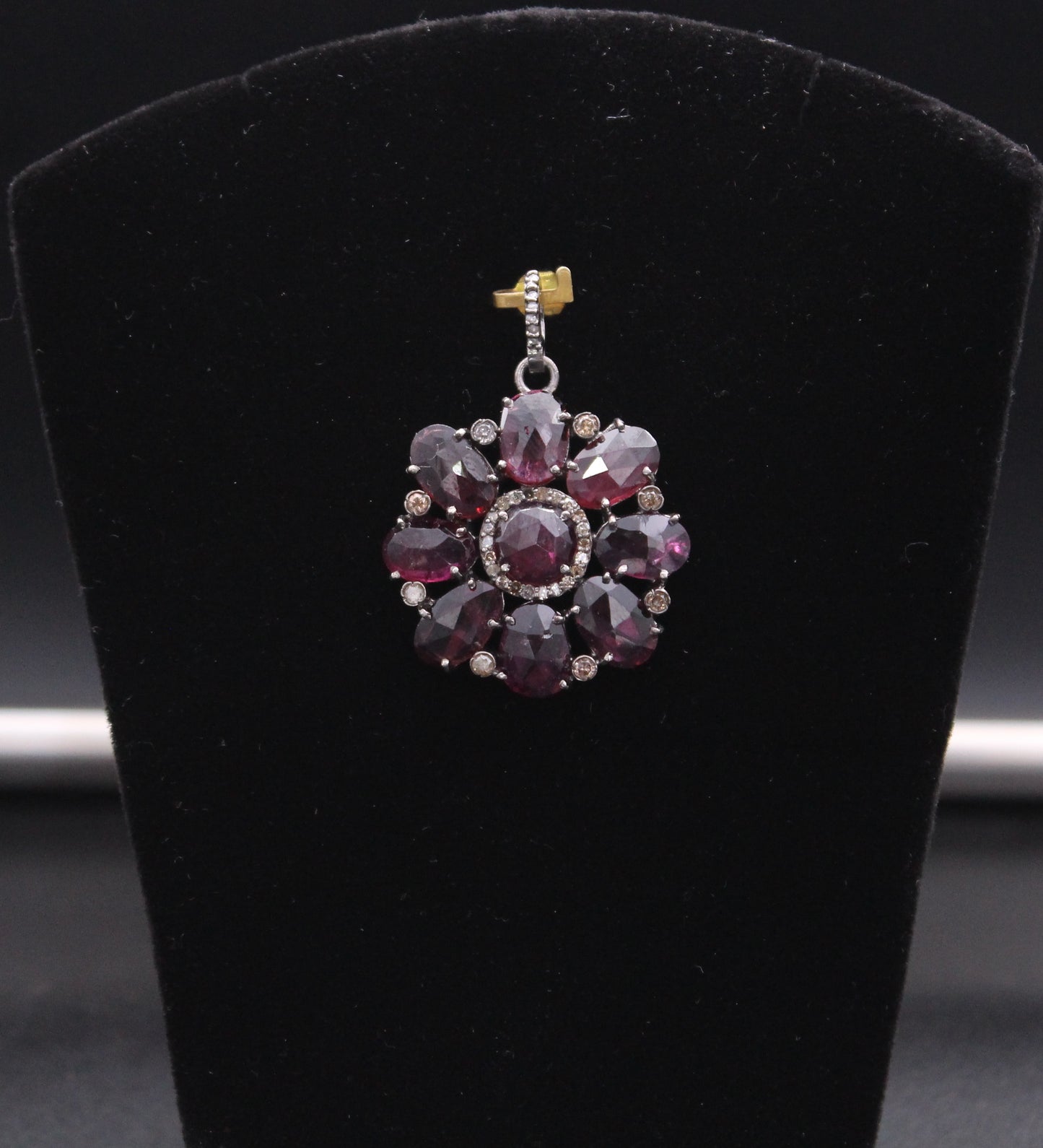Flower Diamond With Gemstones Pendant
