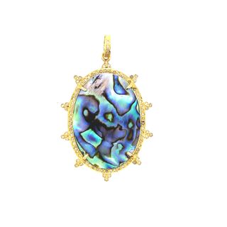Oval Design Diamond and Stone Pendant