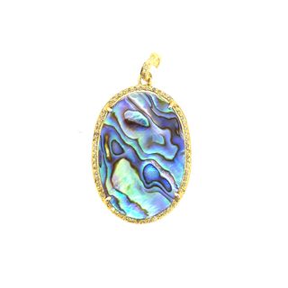 Oval Diamond and Stone Pendant