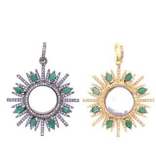 Flower Design Diamond and Gemstone Pendant