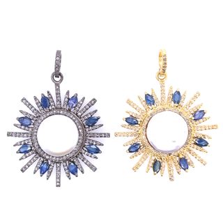 Flower Design Diamond and Gemstone Pendant