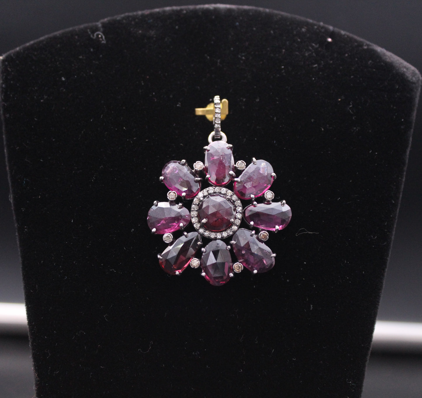 Flower Diamond With Gemstones Pendant