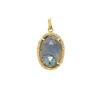 Labradorite Stone Diamond Pendant