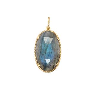 Labradorite Stone Diamond Pendant