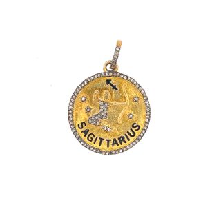 Round Diamond and Meena Pendant