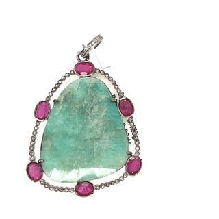 Round Single Layer Diamond and Gemstone Pendant