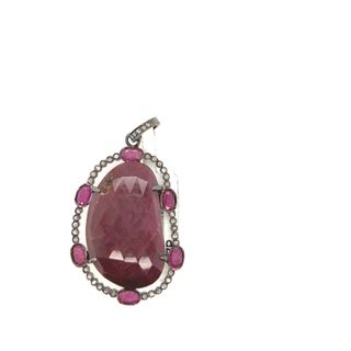 Round Single Layer Diamond and Gemstone Pendant