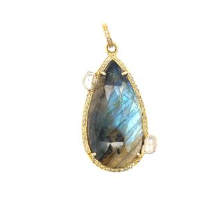 Labradorite Stone Diamond Pendant