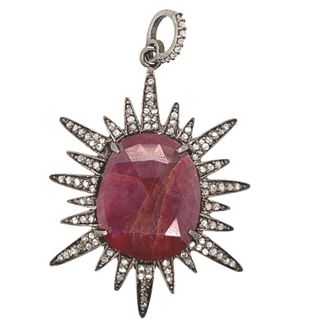 Gemstone Diamond Flower Pendant
