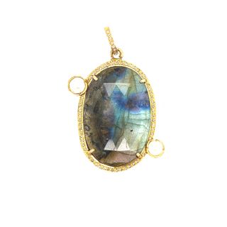Labradorite Stone Diamond Pendant