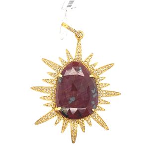 Gemstone Diamond Flower Pendant
