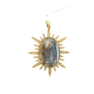 Gemstone Diamond Flower Pendant