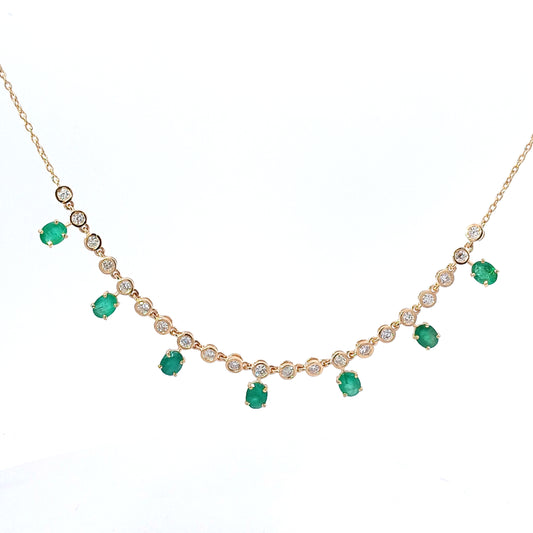 14kt Emerald and Diamond Gold Necklace