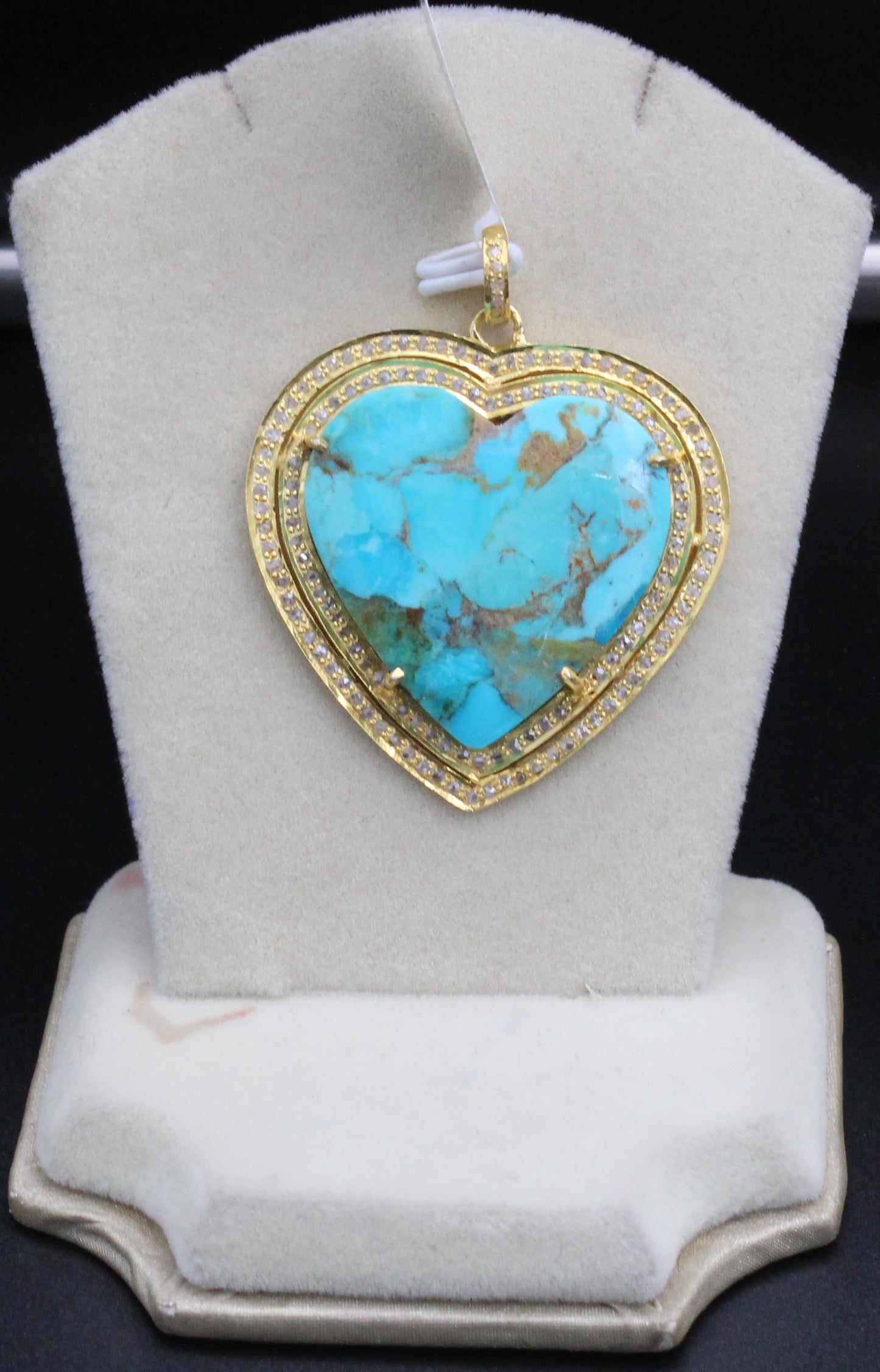 Double Row Heart Diamond & Gemstones Pendant