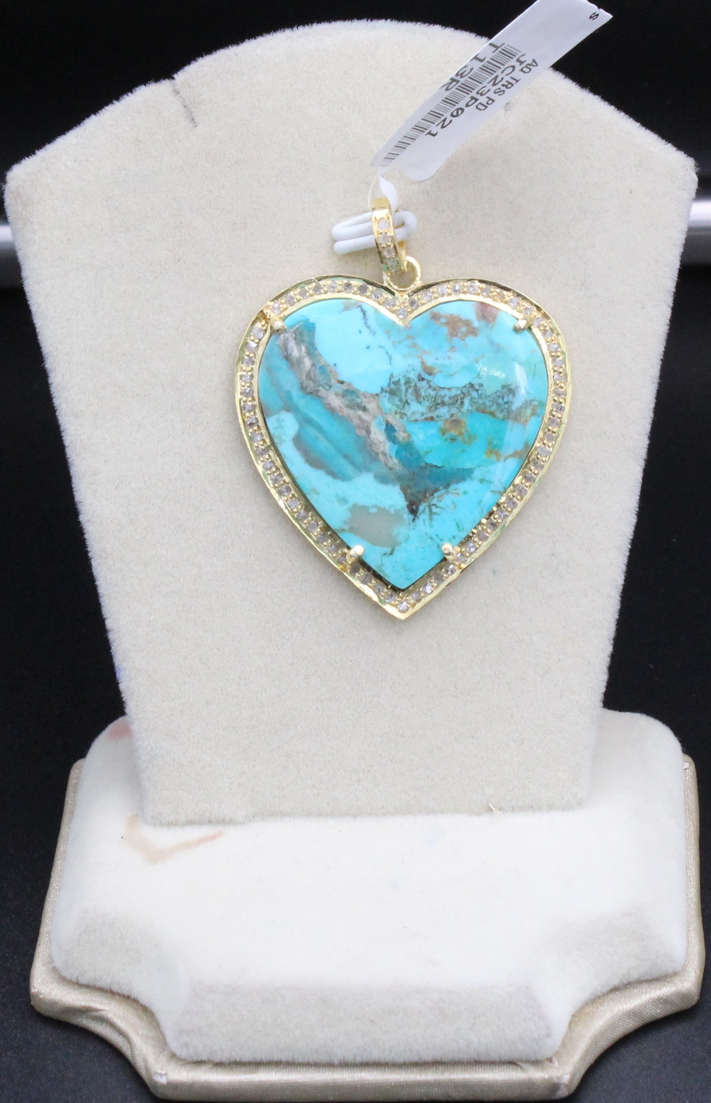 Single Row Heart Diamond & Gemstones Pendant