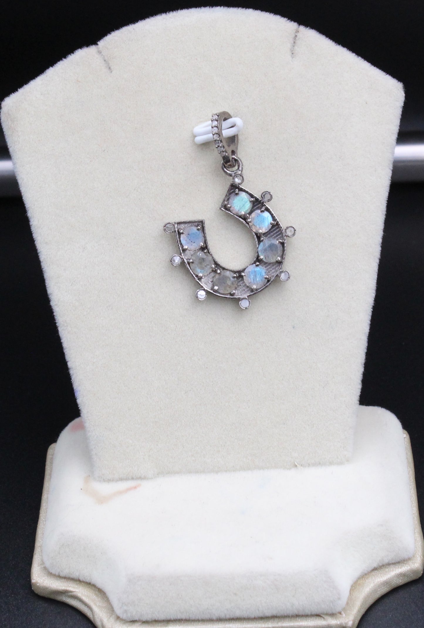 Small Horse shoe Diamond & Gemstone Pendant