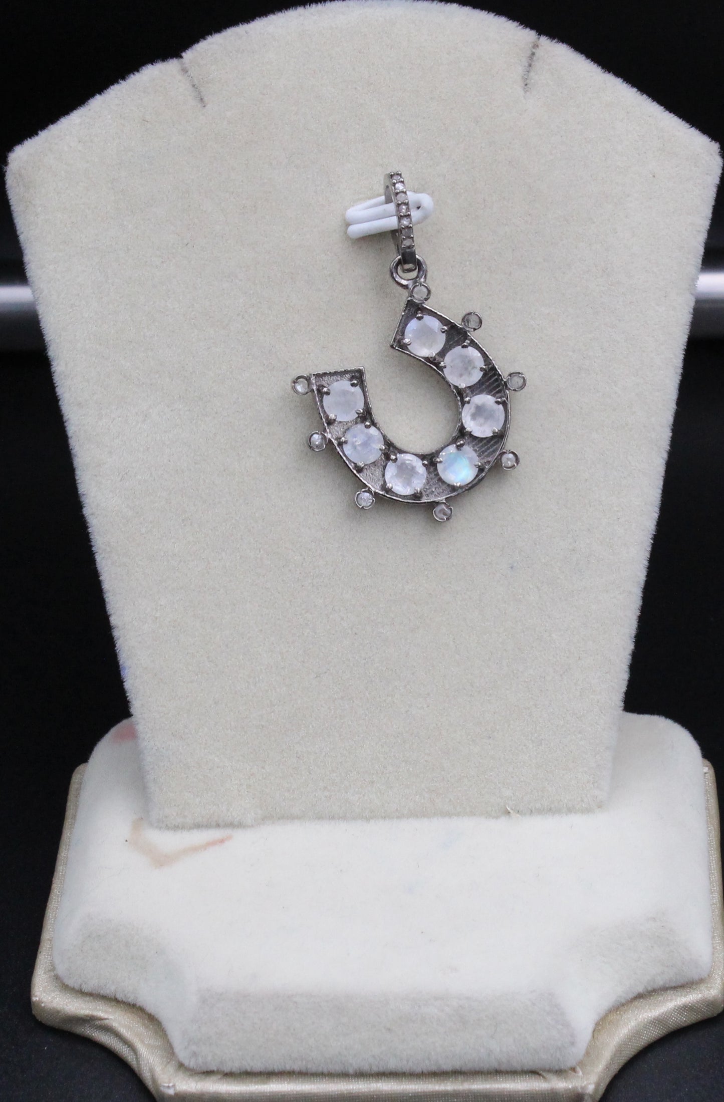 Small Horse shoe Diamond & Gemstone Pendant