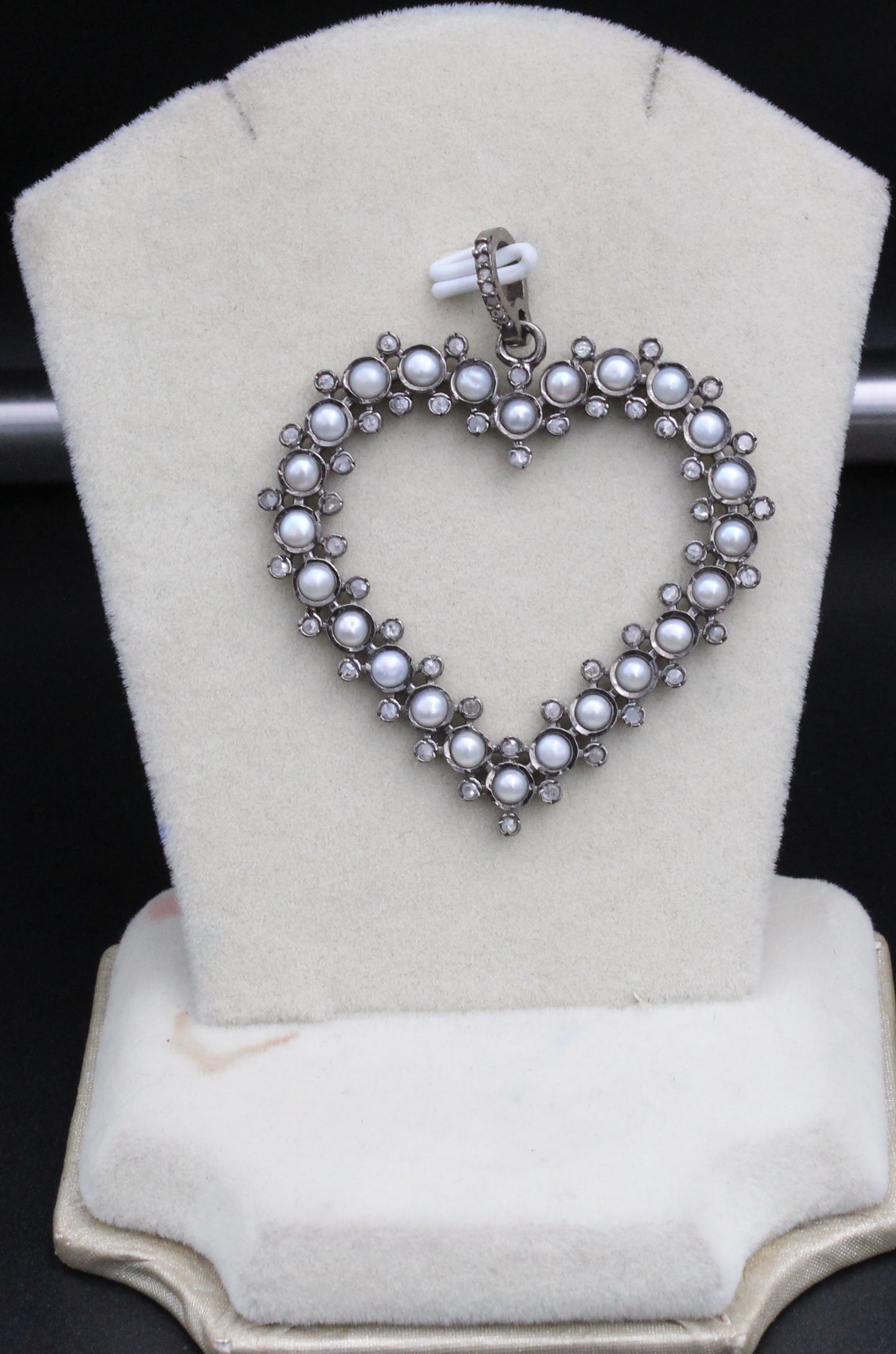 Open Heart Diamond & Pearl Pendant