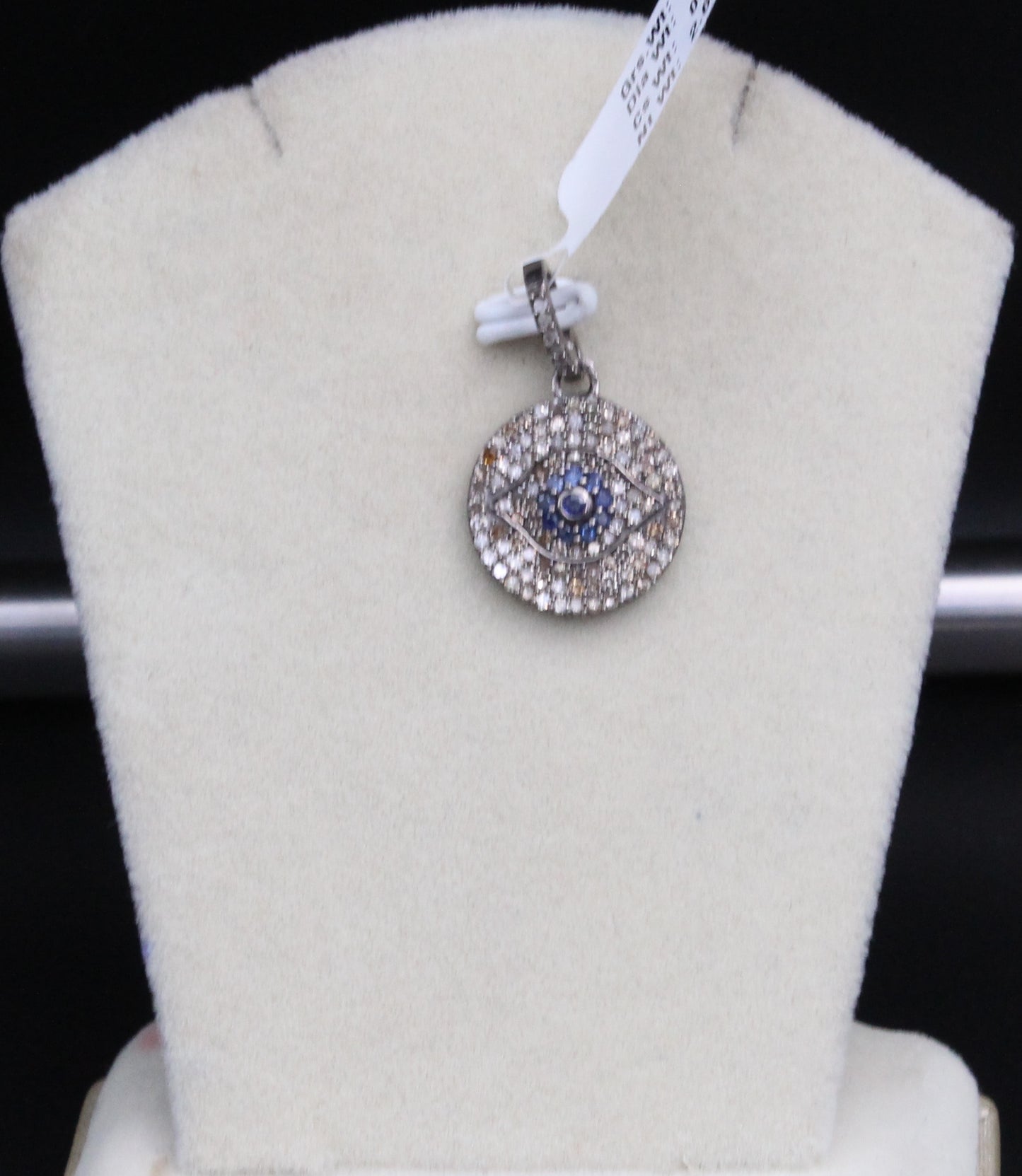 Round Evil Eye Diamond & Blue Sapphire Pendant