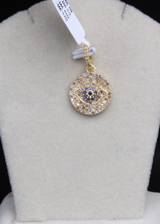 Round Evil Eye Diamond & Blue Sapphire Pendant